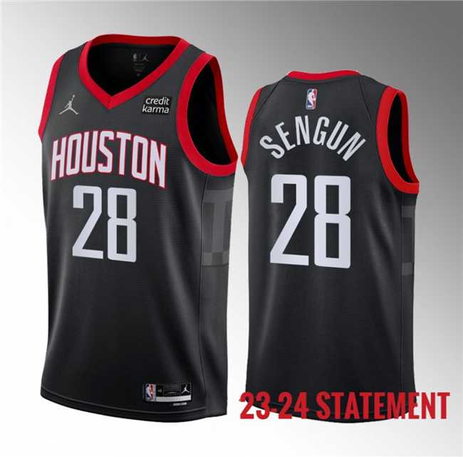 Men%27s Houston Rockets #28 Alperen Sengun Black 2023 Statement Edition Stitched Basketball Jersey Dzhi->indiana pacers->NBA Jersey